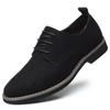 Men Suede Shoes Lace Up Blue Oxford Shoes for Men Flats Fashion Sneakers Autumn Breathable Comfortable Casual  Shoes