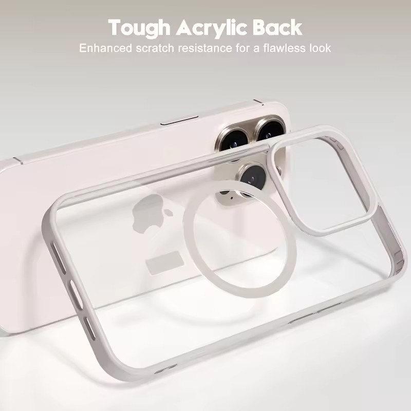 Роскошный прочный магнитный чехол Magsafe Hard Case для iPhone 16 15 14 13 12 11 Pro Max Plus прозрачный матовый тонкий противоударный чехол