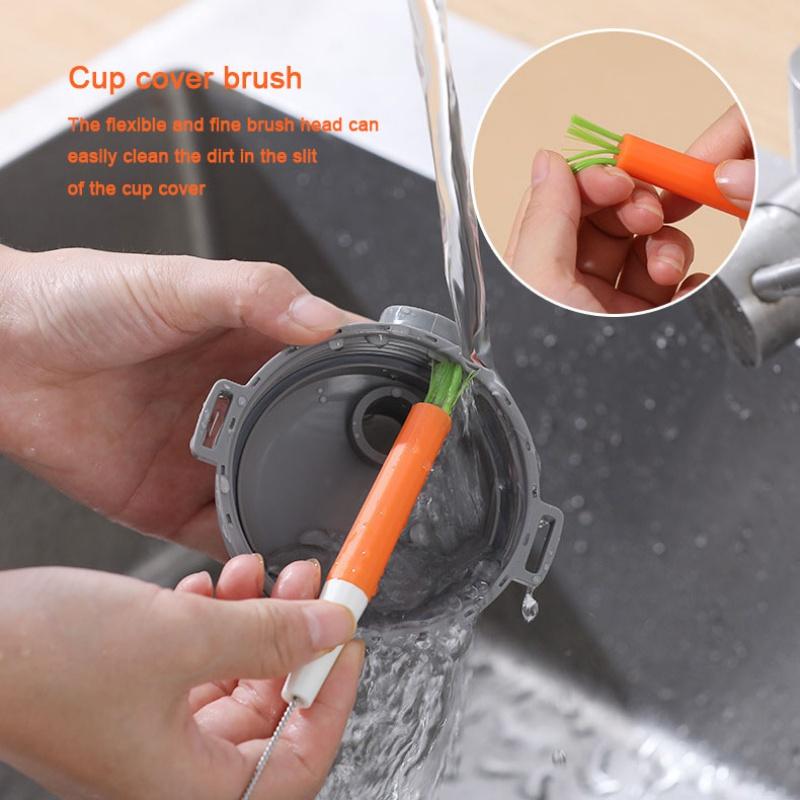 Многофункциональная соломенная щетка 3-в-1 Щетка для щели Бутылочка для кормления Щетка для соски Шланг Удлиненная чистящая щетка Чистящая щетка для крышки крышки серая