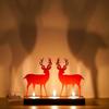 Reindeer Showpiece Decorative Tea Light Candle Holders (Wooden, Red) | Christmas Decoration Items for Home Office | Christmas Ornaments Props