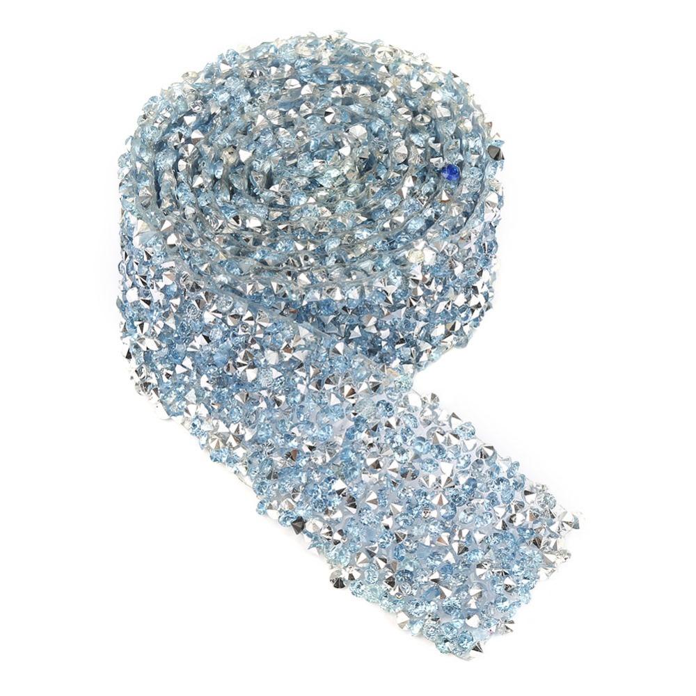 1pcs 1 Yard Length Crystal Rhinestone Ribbon 30mm Width Sparkle Crystal Rhinestone Mesh Ribbon Self-Adhesive Ribbon