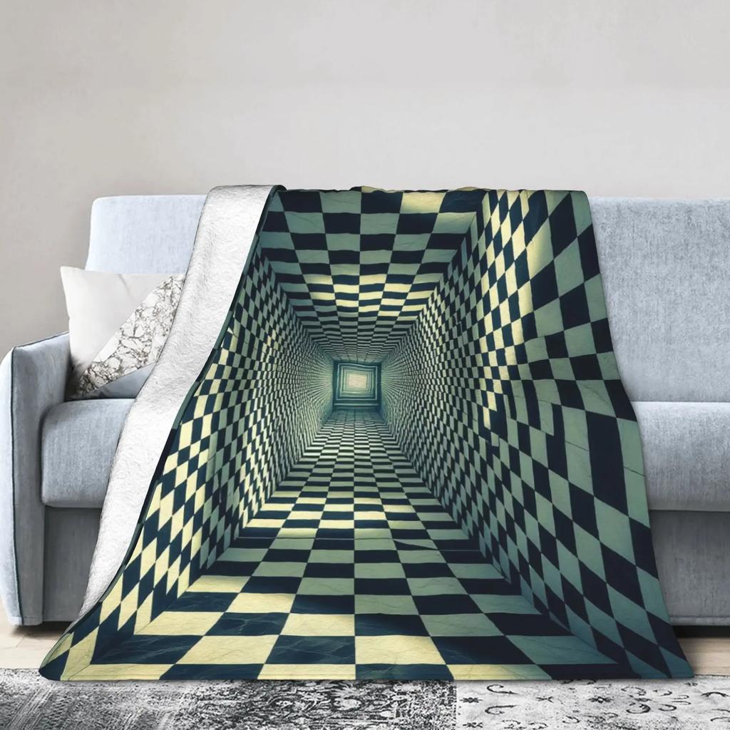 Whirlpool Dizziness Pattern Plush Flannel Throw Blanket for Couch Chair Sofa Bed Super Soft Bedspread for Girls and Boys