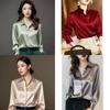 Womens Satin Purple Business Shirt With Long Sleeves For Office And Workwear