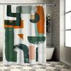 Green And White Shower Curtain Set Decor Bathroom Modern Art Print Shower Curtains For Home Decoration Waterproof Fabric Bath Li