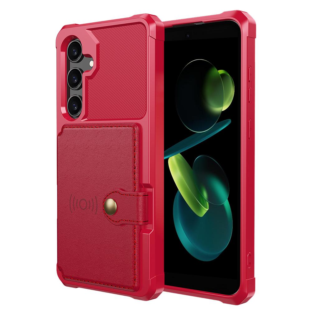 Чехол для Samsung Galaxy S24 FE с держателем для карт, задняя крышка телефона из ПУ кожи+ТПУ