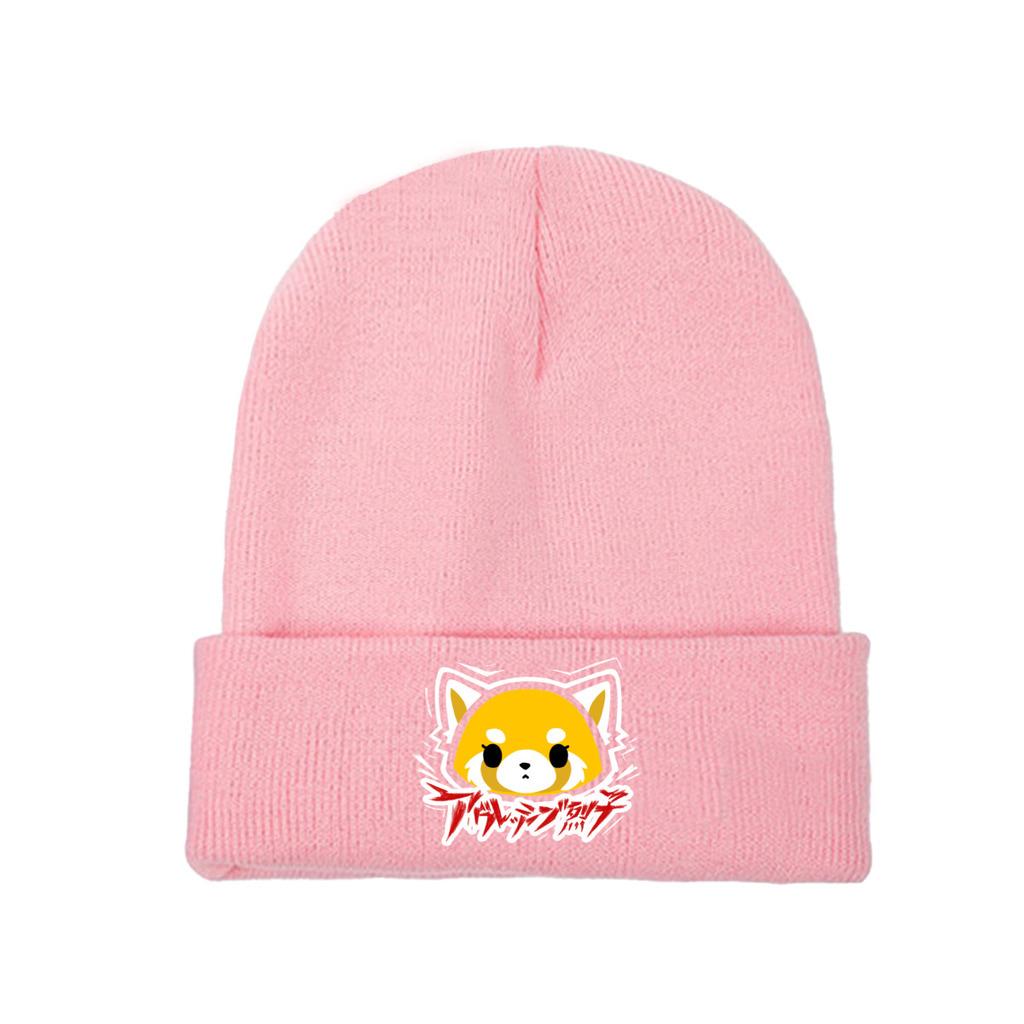 Aggretsuko Knitted Hat Beanie Autumn Winter Hats Warm Color Retsuko Anime Panda Death Metal Cap Unisex Women Gift