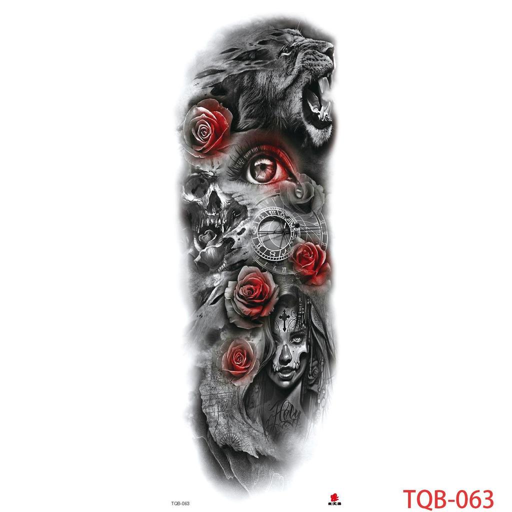 1 PC 480*170MM Large Temporary Tattoos Sleeve for Men Women Full Arm Selleve Tattoos Temporary Realistic Fake Wolf Tiger Lion Tattoo