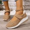 Comemore Summer New Lightweight Hollowing Sneakers for Women Casual Breathable Wedges Middle Heel Sports Single Vulcanize Shoes