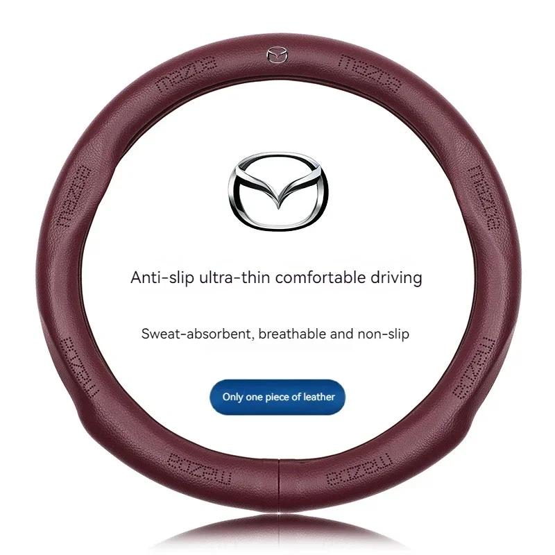 2025 Hot For Mazda 3 5 6 SKYACTIV Axela Atenza CX30 CX5 CX8 CX9 MX5 RX8 RX7 BT50 Carbon fiber Leathe Car Steering Wheel Cover Ac