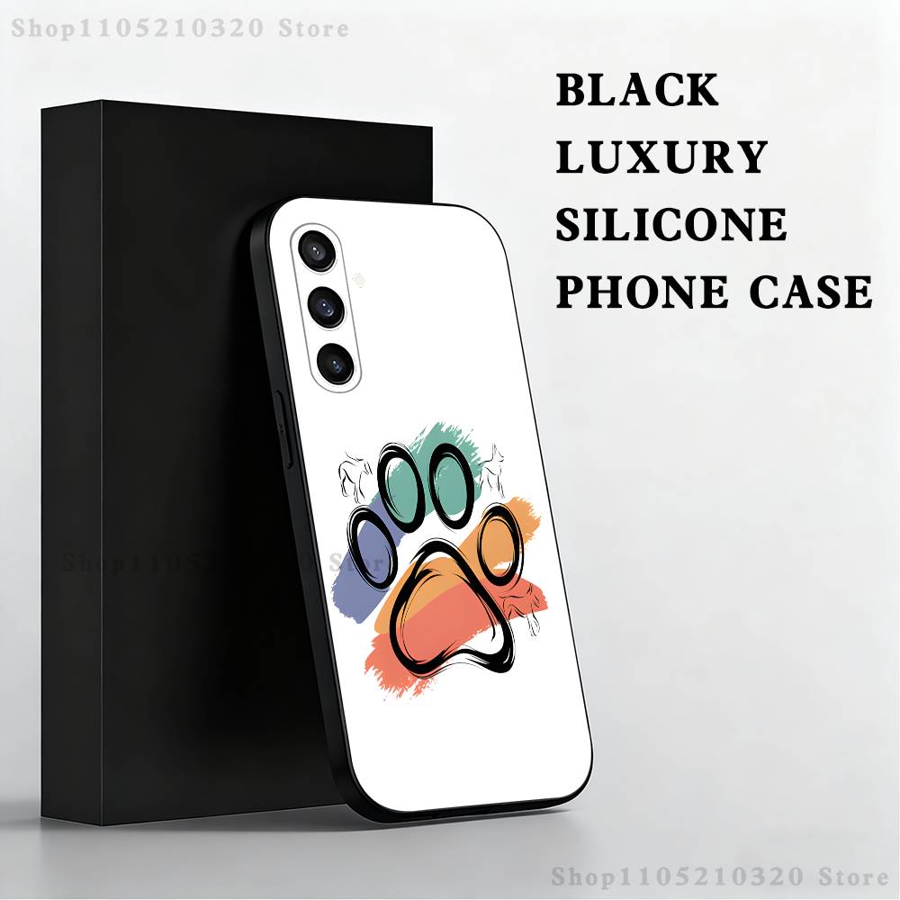 Чехол для телефона с отпечатками лап питомца Для Samsung S25, S24 Ultra, S20, S30 plus, S22 plus, S23, S30 Ultra 5G Силиконовый Черный Корпус