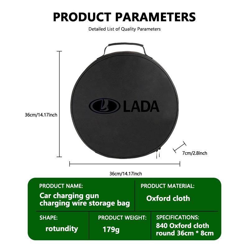 VRT4 Car Charging Gun Device Cable Storage Bag Box Bag For Lada Largus Priora Vesta Niva Samara Kalina 4x4 Urban Granta