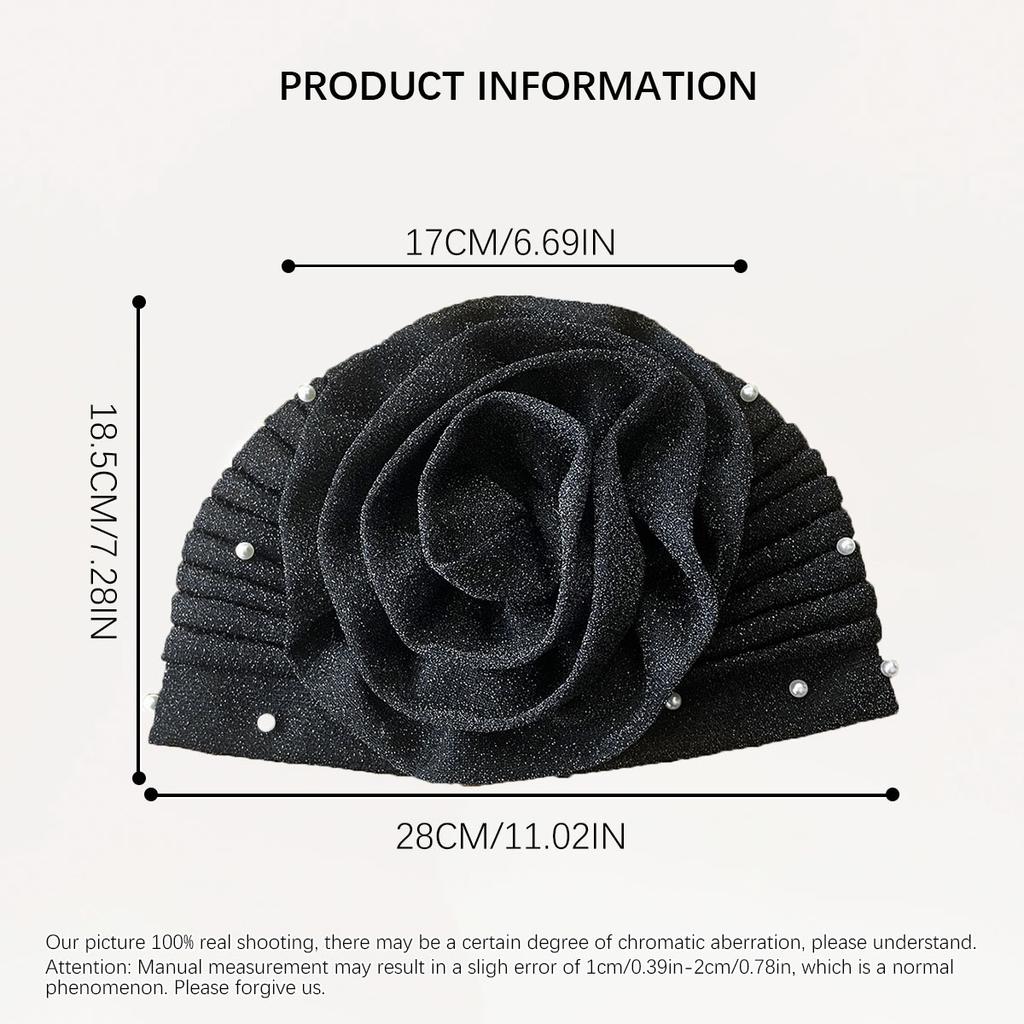 Эластичная женская тюрбанная шапка с большим цветком и бисером