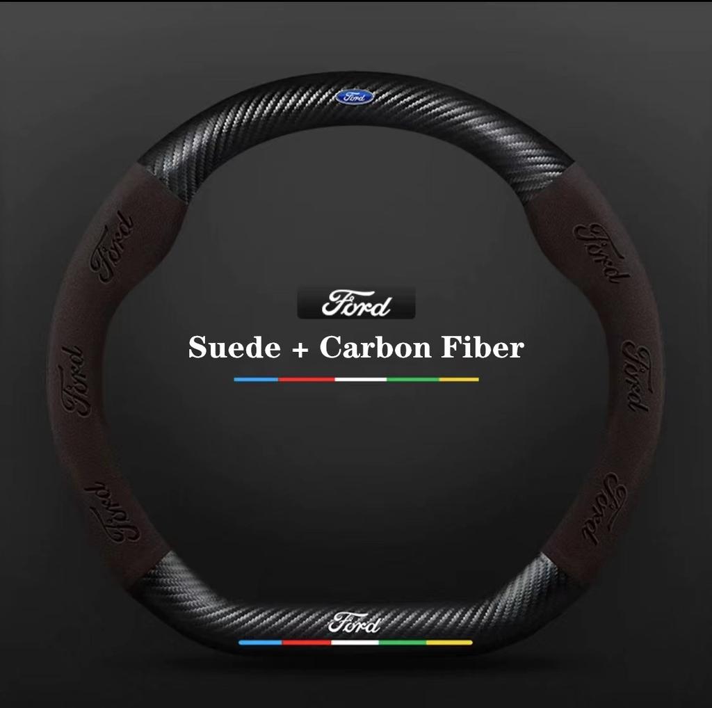 ITES5 Ford ST EXPLORER EDGE Fiesta Focus Mondeo F150 Fusion Mustang Kuga Ranger Car Anti-Slip Suede Carbon Fiber Steering Wheel Cover