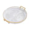 Yousheng Acrylic Serving Tray Round Serving Platter with Handles Coffee Table Decor Dish Dessert Tray for Cutlery Kitchen Countertop