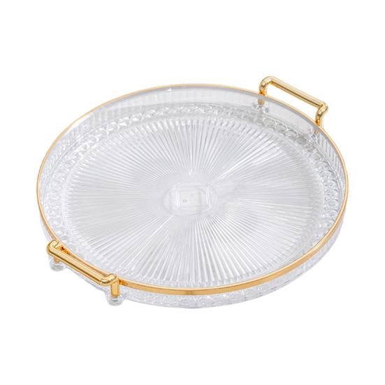 Акриловый сервировочный поднос, круглое сервировочное блюдо с ручками, декор для журнального столика, десертный поднос для столовых приборов, кухонная столешница