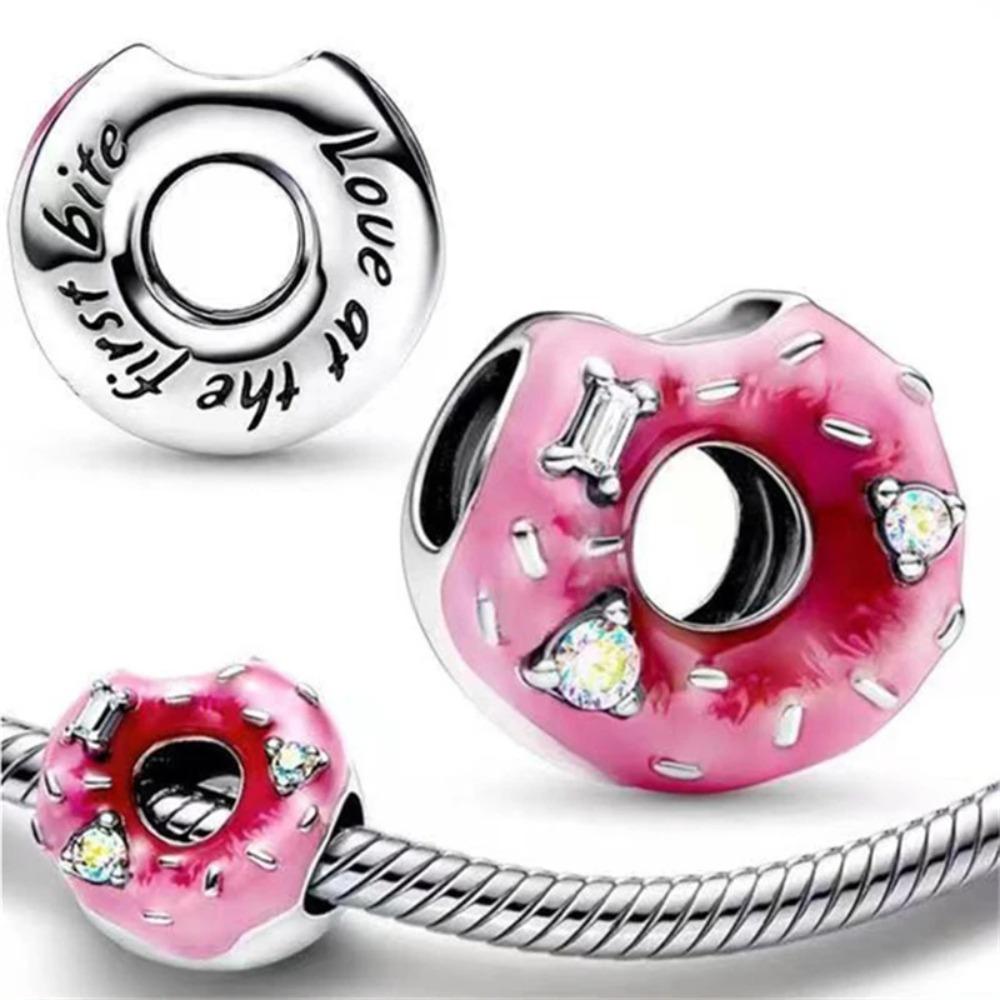 S925 Silver Lollipop Coffee Pot Charm Beads with Love Lock Key for DIY Women Bracelet Jewelry Boutique