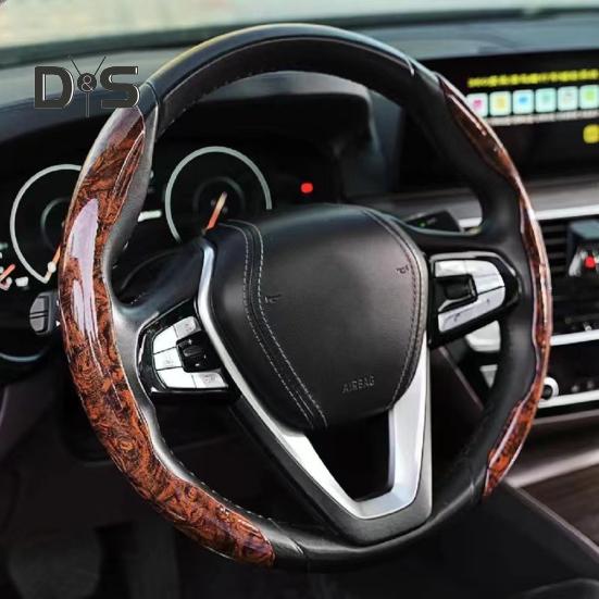 2 шт., чехол на руль с текстурой древесины, противоскользящий, без запаха, термостойкий, универсальный, подходит из искусственной кожи, рукава на руль автомобиля