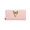 Metal Butterfly Decoration Long Zipper Closure Leather Wallet Wallet Women's Pink Candy Color