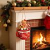 Christmas Party Theme Decor Wooden Hanging Sign, Cute Gingerbread Man Hot Cocoa Mug Welcome Door Seasonal Sign Holiday Hanger for Indoor Outdoor Front