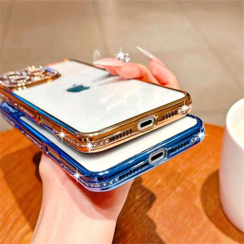 Блестящий чехол с бриллиантами для iPhone 16 15 Pro Max 14 Plus 13 12 Обложка Samsung Galaxy S25 Edge S23 Ultra S24 FE A56 A36 A26 A16 A55 A35 A25 A15 A54 A34 A14