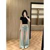 Korean lazy style light-colored denim wide-leg pants women's summer thin loose straight high-waisted drape pants versatile and thin