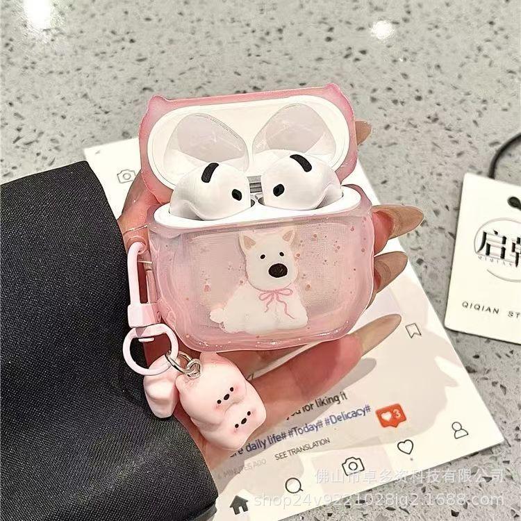 Pink splash ink West Highland puppy for AirPods pro1 protective case earphone cover pro1 bluetooth earphone case