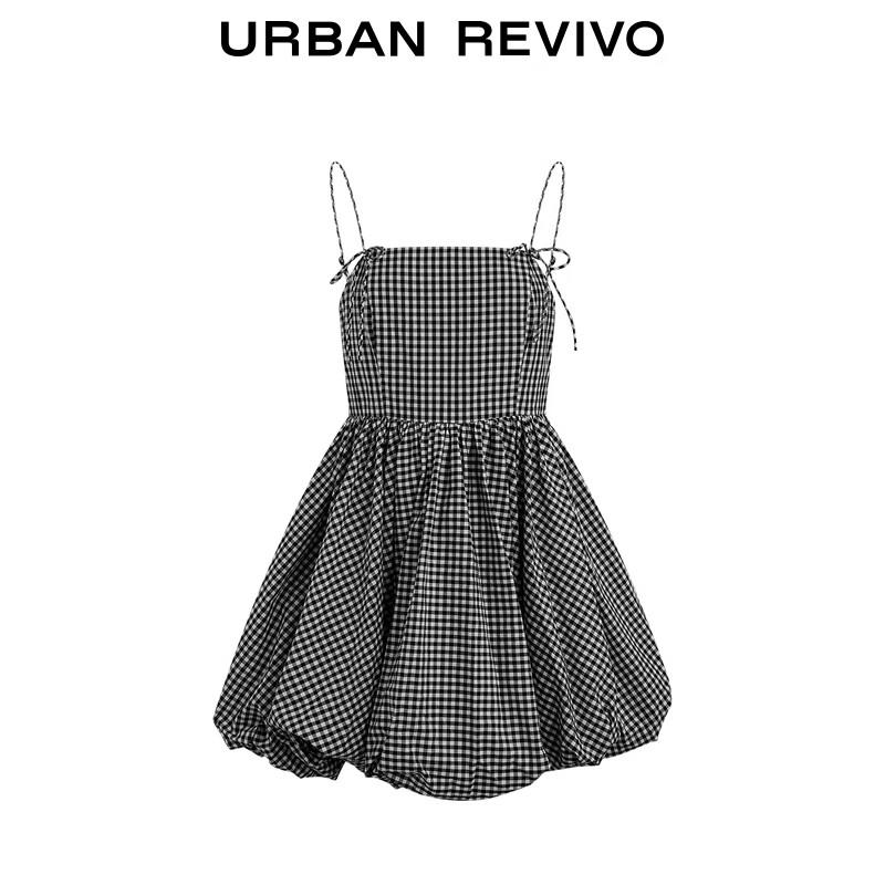 Женское мини-платье-майка в клетку с цветовыми блоками