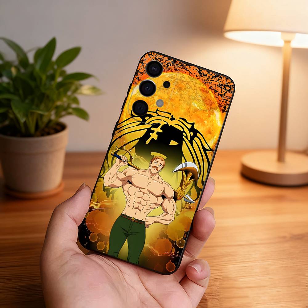 Чехол для телефона Comics E-Escanor Агрессивный Ударопрочный Для Samsung S26,S25,S24,S21,S22,S23,S30,Ultra,S20,Plus,Fe,Lite,5G Черный