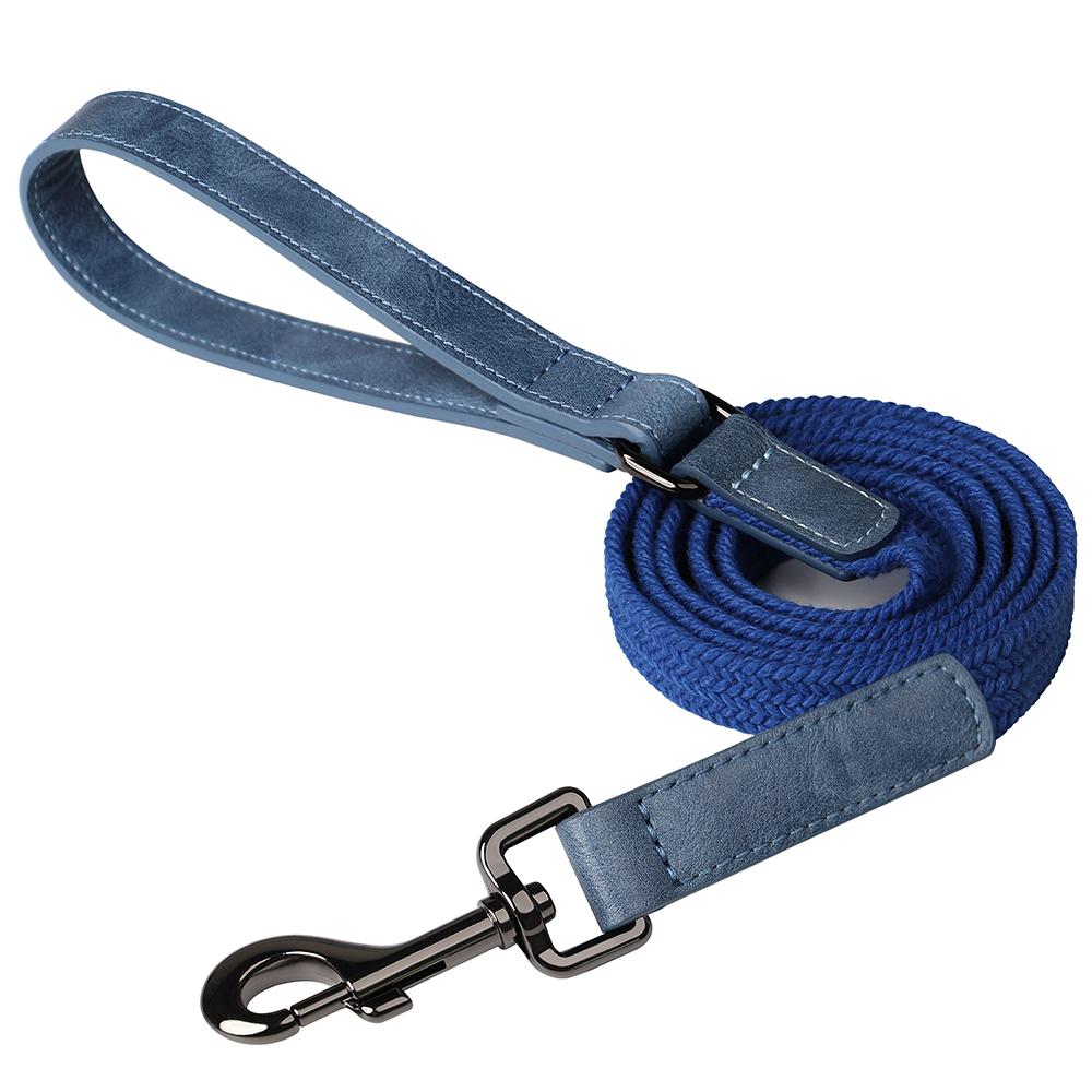 5ft Long Durable Nylon Dog Leash Durable Walking Pet Lead Leashes with Strong Leather Handle