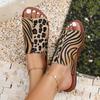 Fashion Summer Woman Slippers Leopard Print Gladiator Sandals Lightweight Beach Shoes for Woman Roman Style Flat Slippers Slides Women