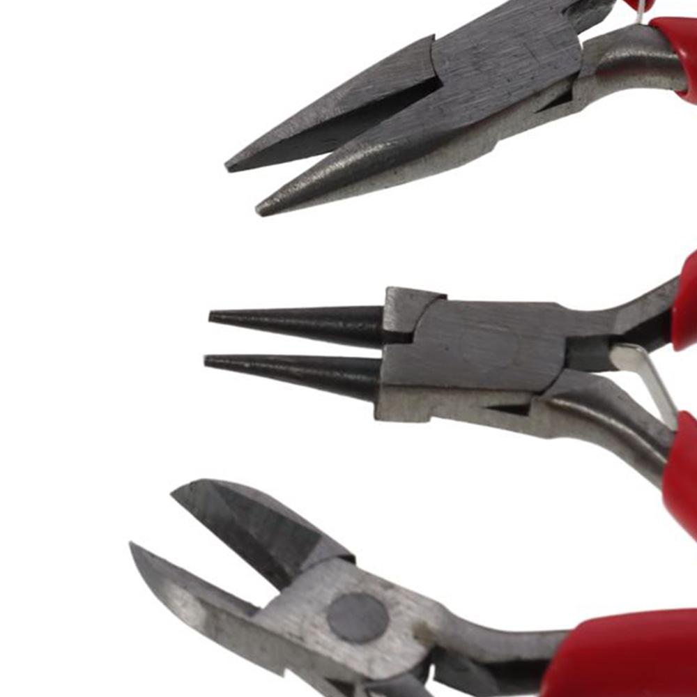 3pcs Red Mini Pliers Set Plastic Wire Stripping Pliers Portable Cutter Wire Pliers Worker