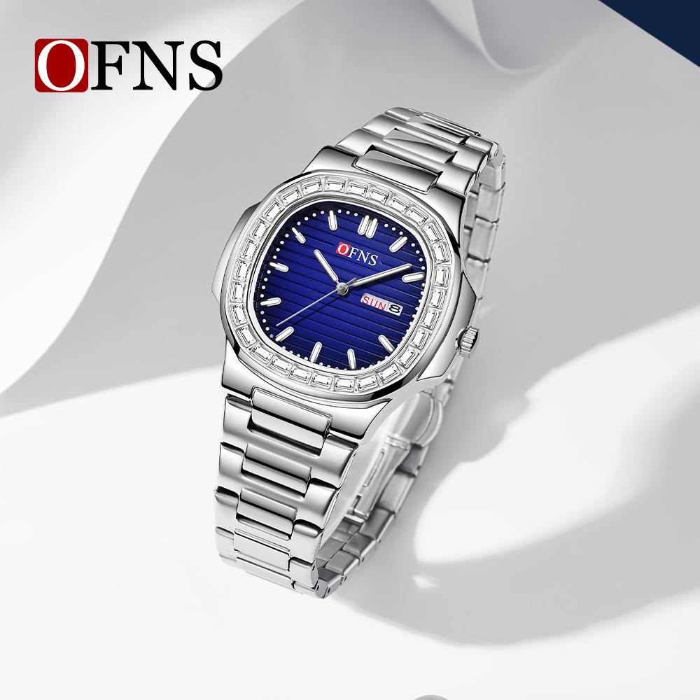 OFNS New 1522 Casual Men's Quartz Watch with Diamond Inlaid Waterproof Calendar Fashion Trend Men's Watch