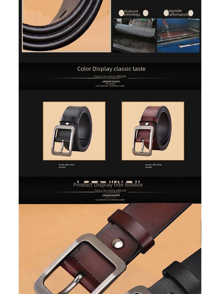 Ремень из коровьей кожи с пряжкой из сплава в стиле ретро для деловых повседневных брюк
