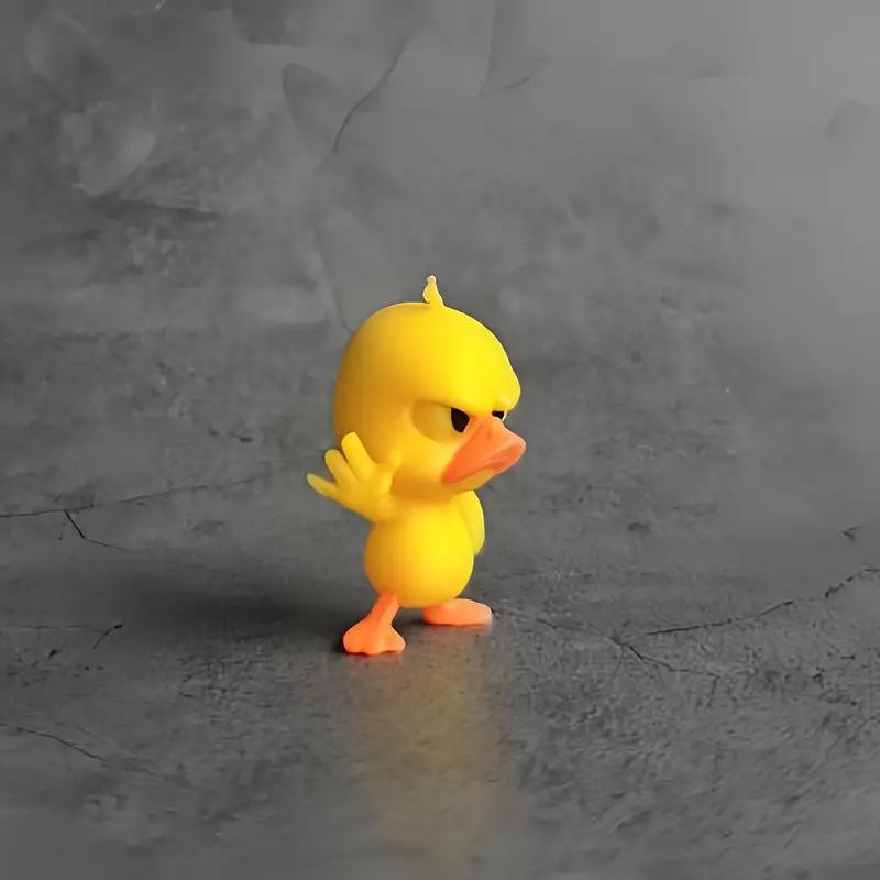 Funny Stop Angry Yellow Duck Statue, Refusal Gesture with Cute Angry Expression – for Home Decor, Office Desk, Car & Party Gifts