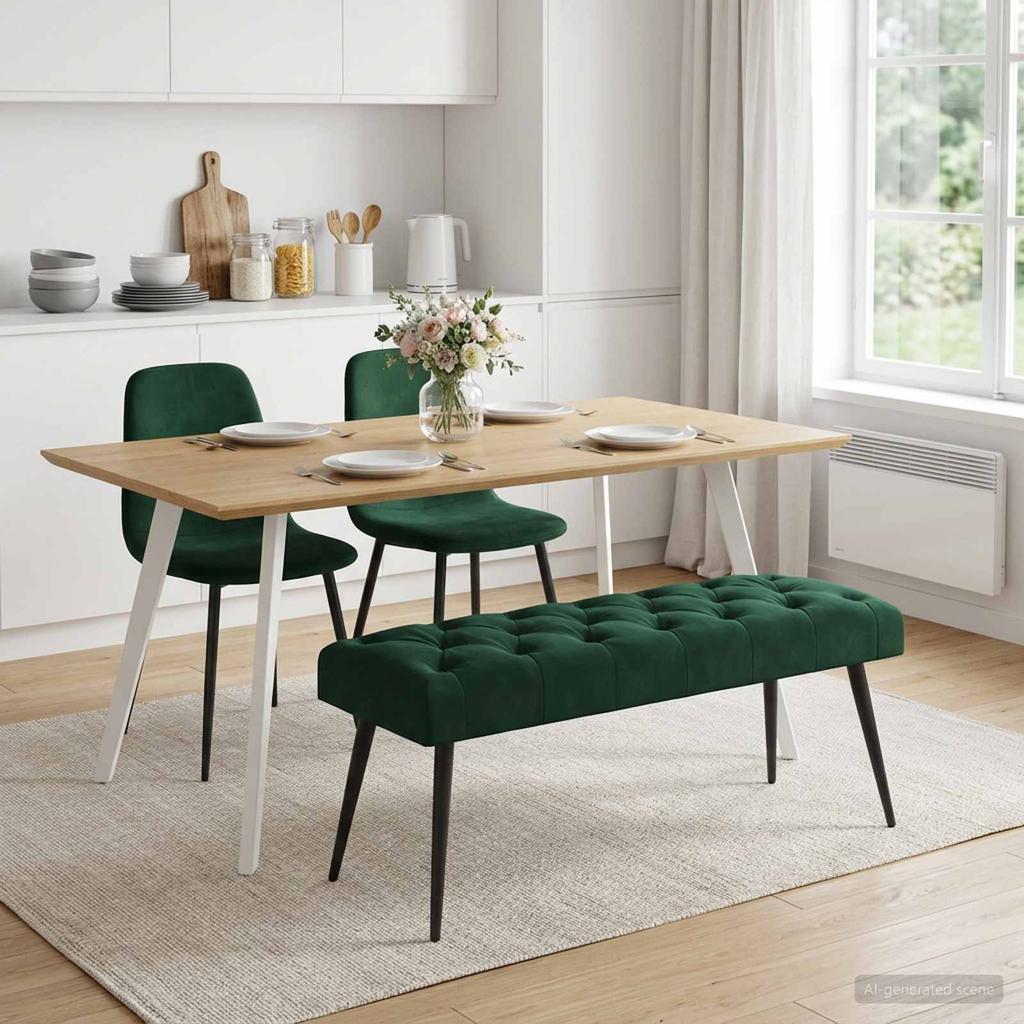 Button Tufted Bench Dark Green 110 x 40 x 46 cm Velvet