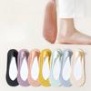 Female Summer Thin Ice Silk Pure Color Fresh Silicone Heel Leisure Shallow Mouth Invisible Socks