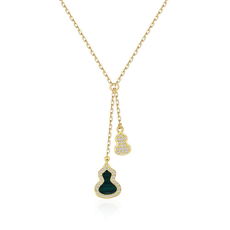 New Trendy, Simple and Fashionable Temperament, Light Luxury Small Gourd Necklace, Double Gourd Collarbone Chain, Best Friend Gift