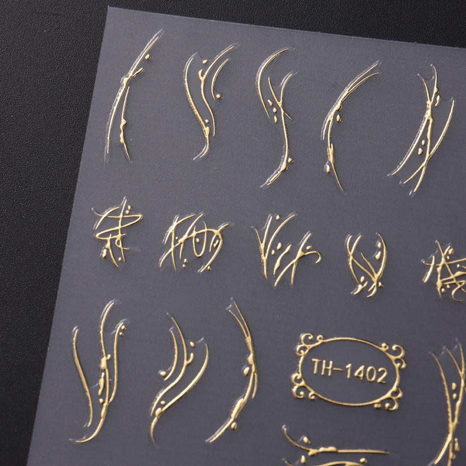 Xiaomi 2pcs Golden French Line Nail Art Sticker Irregular Stripes Line Nail Art Decals Self-Adhesive Slider Charms Manicure Accessories