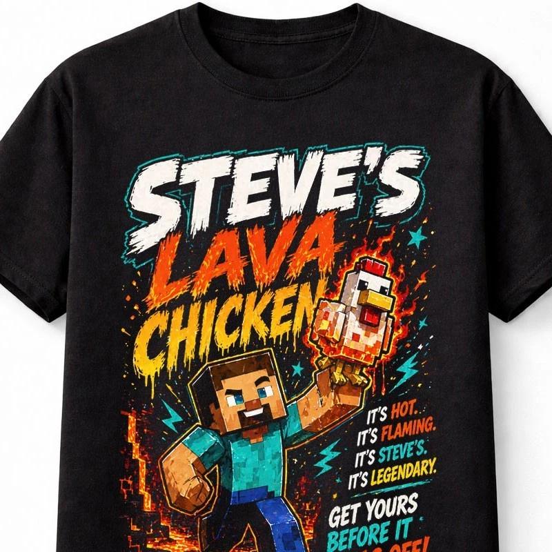 Minecraft Steves Lava Chicken Gamer Funny Game Graphic Unisex TShirt