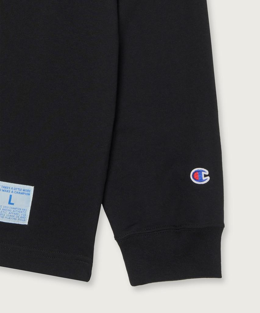 CHAMPION Track Logo Loose Fit Jog Tag Long Sleeve T-Shirt Black
