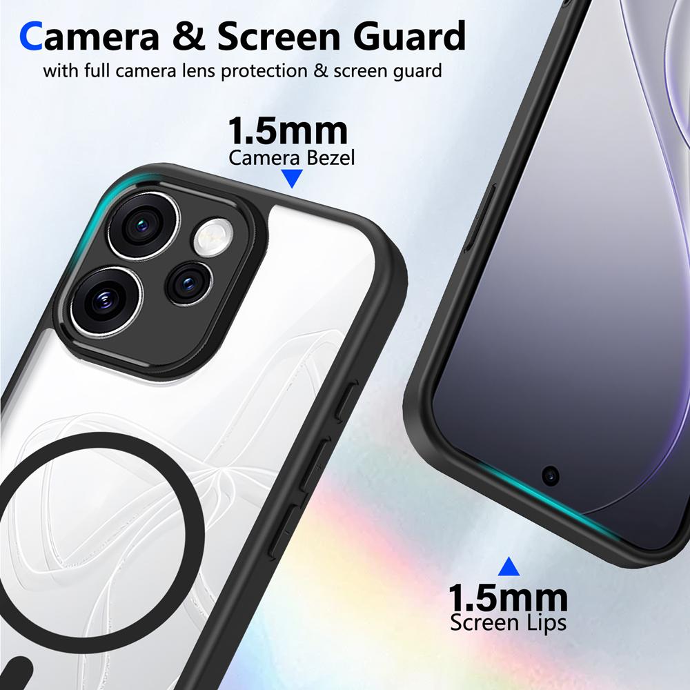 KEYSION Transparent Magnetic Phone Case for OPPO Reno15 Pro Max 5G Silicone+PC HD Clear Shockproof Cover for OPPO Reno15 F 5G