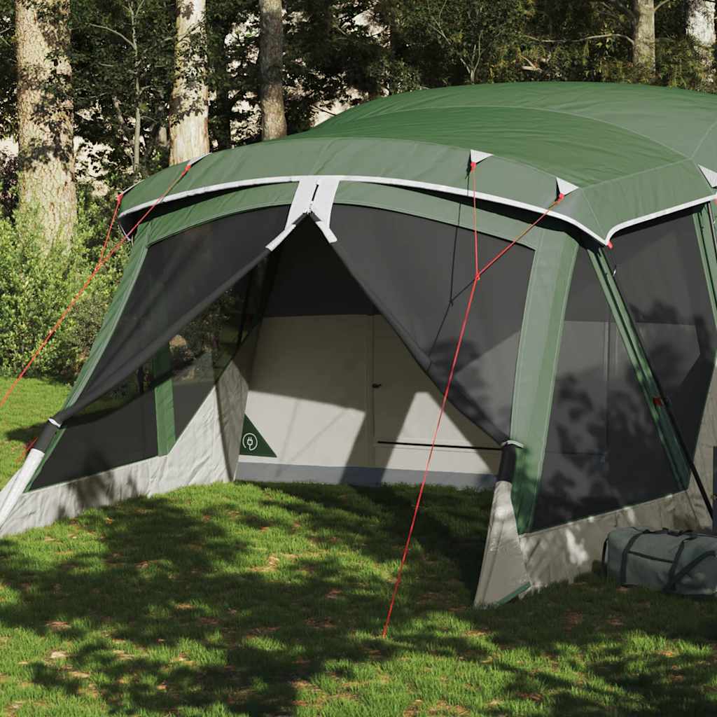 4 Person Camping Tent with Porch Green Waterproof
