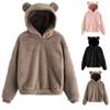 Cute Fluffy Rabbit Ears Hooded Sweater Autumn Solid Color Warm Sweater Plus Size Long-sleeved Pullove Sweatershirts