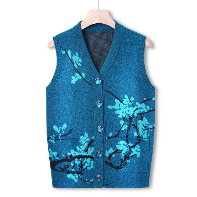 Middle-aged and Elderly Sweater Vest Female Mother Wear Autumn High-end Sweater Warm Vest Grandma Autumn Vest