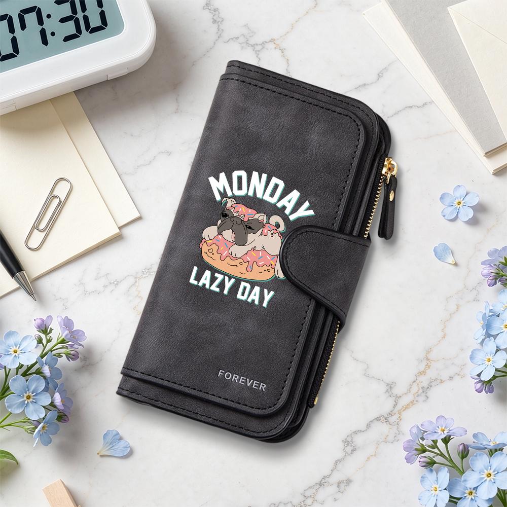 Cute Pug Pattern Long Wallet Fashion Portable Card Holder Casual Daily Purse