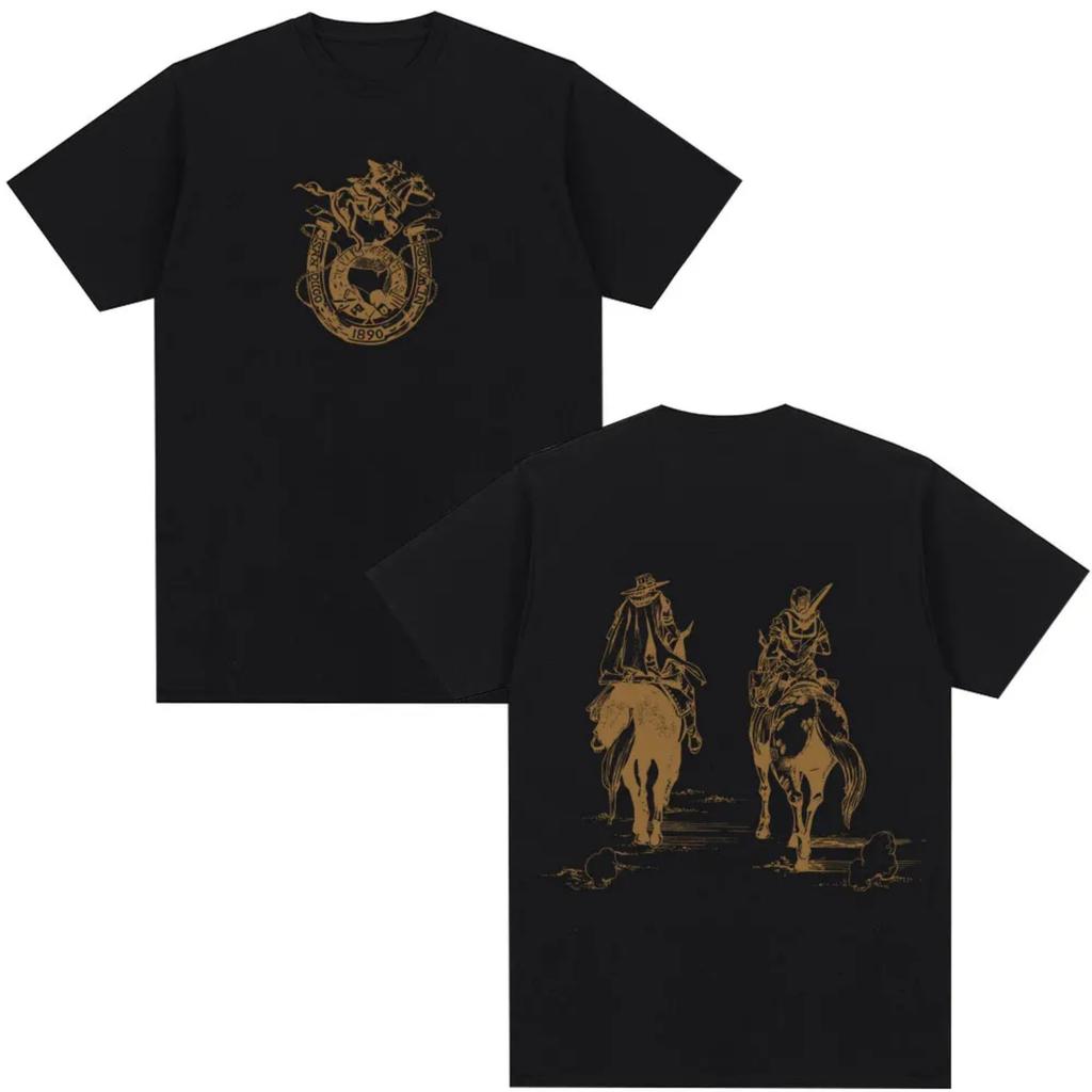 Аниме JoJo's Bizarre Adventure STEEL BALL RUN Манга Футболки Мужская Одежда Повседневная Хлопок Новые Короткий Рукав Оверсайз Топ Уличная Одежда