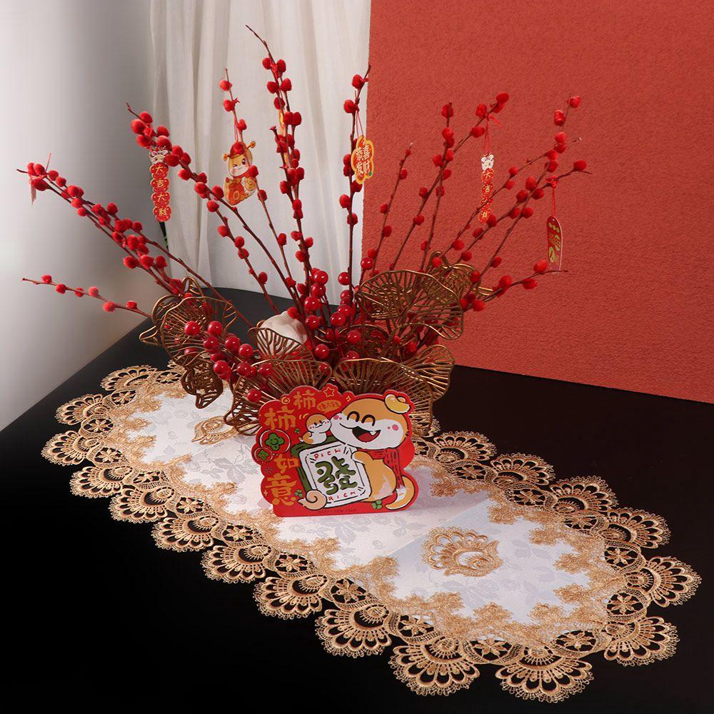 Dacron Oval Lace Tablecloth Vintage Coffee Table Placemat Durable Europe Dining Tablecloth  Home