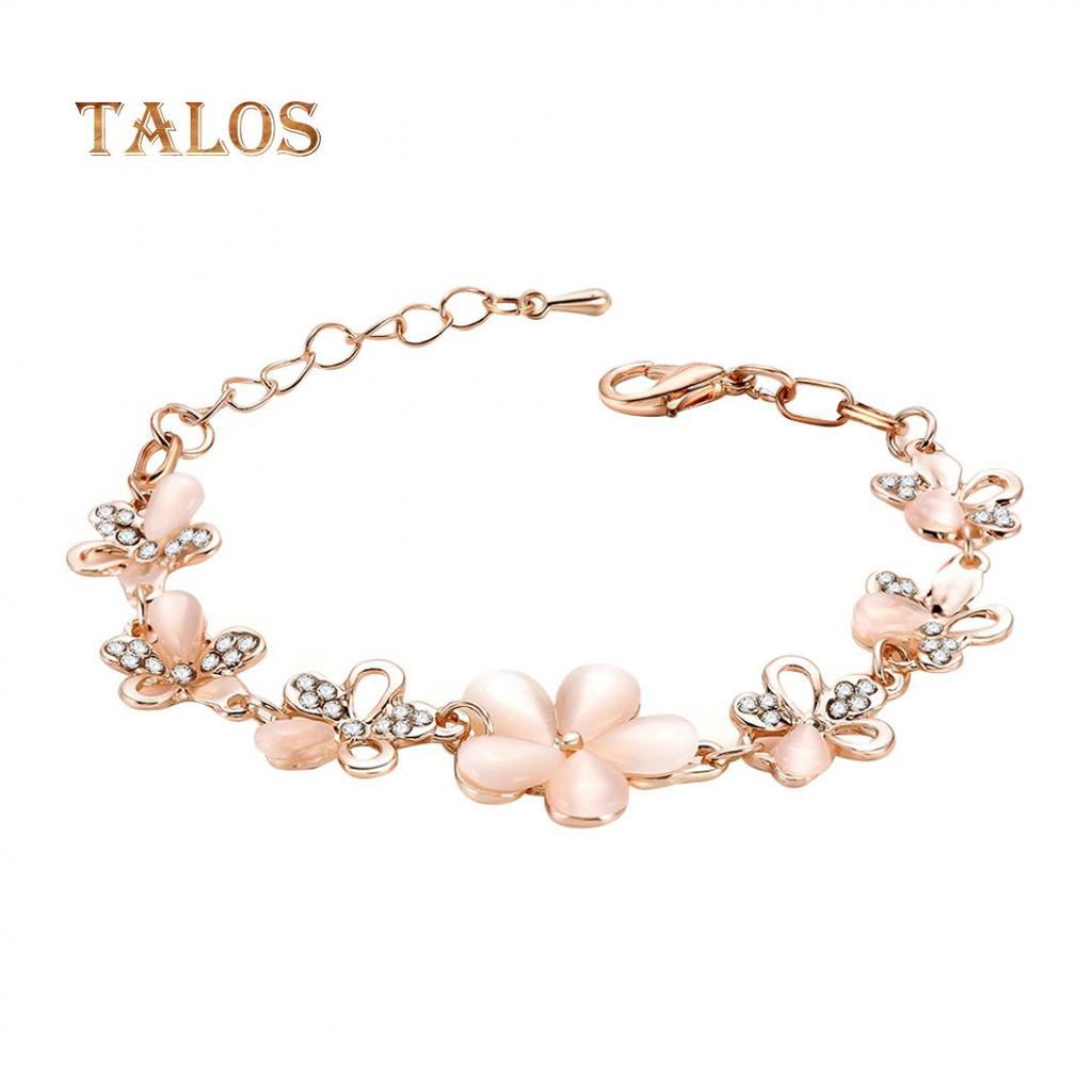 Fashion Flower Chain Crystal Stone Wrist Decor Women Jewelry Bracelet Bangle Beauty