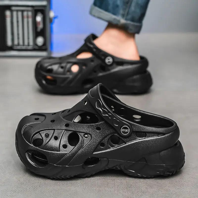 Модная высота Мужская обувь Дырочная платформа Пляжные шлепанцы Дизайнерская Роскошная Маскулино Оригинальные Хлопки 2025 ПВХ Летняя Распродажа Y2k Мужские Тапочки