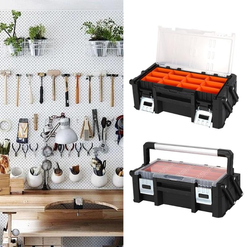 Ящик для инструментов Органайзер для хранения фурнитуры Кейс для мелких деталей Портативный пластиковый контейнер для снастей со съемными разделителями